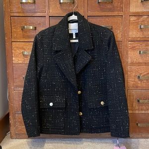 Avec Les Filles black and gold tweed blazer, S